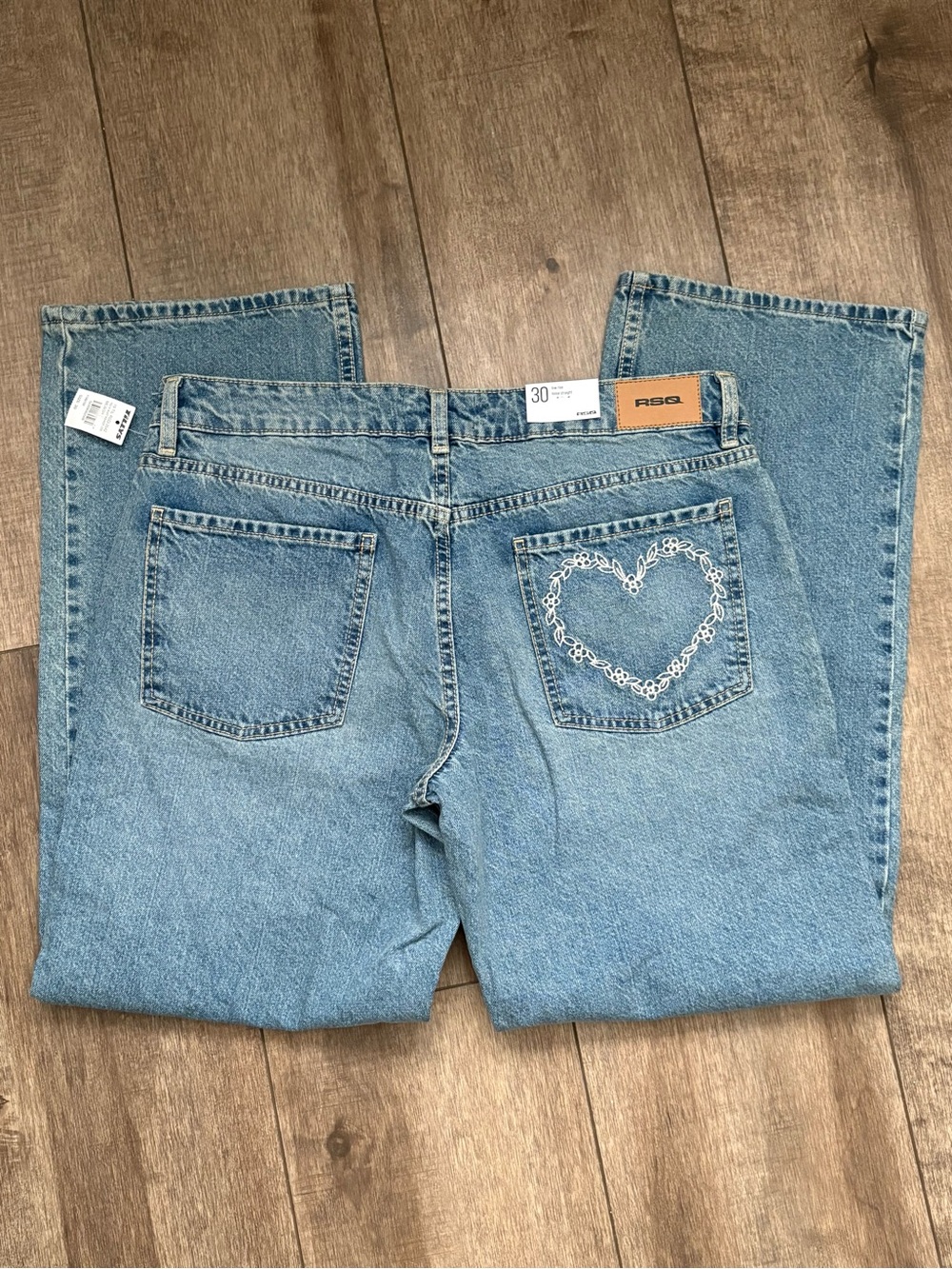 RSQ Embroidered Heart Breaker Loose Straight Jeans
